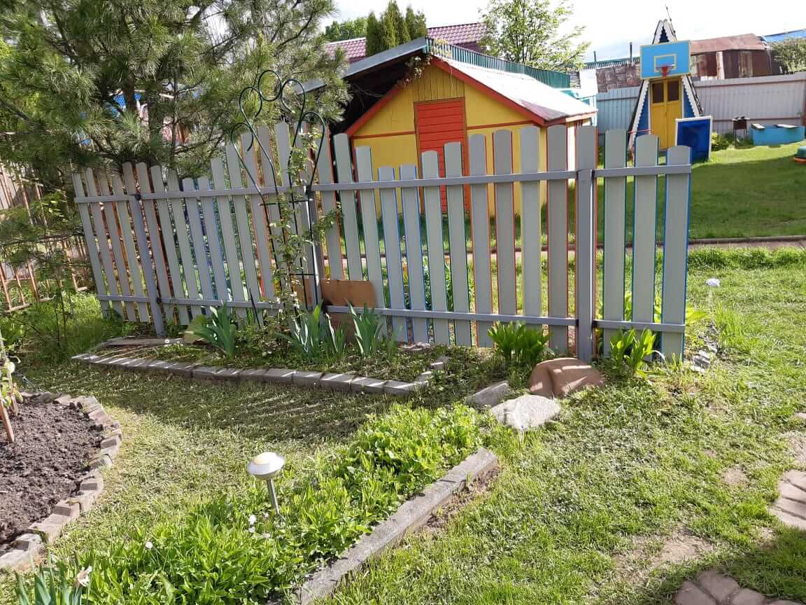 забор из разноцветного штакетника односторонний фото3 в Славгороде